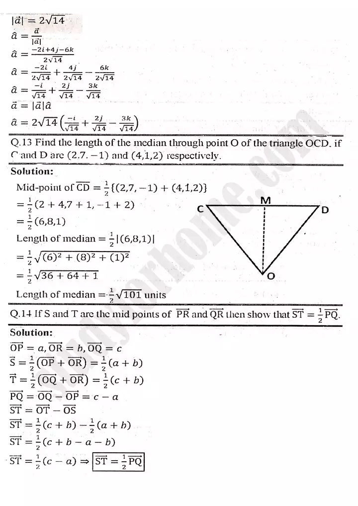 chapter 3 vectors exercise 3.2 mathematics 11th 10