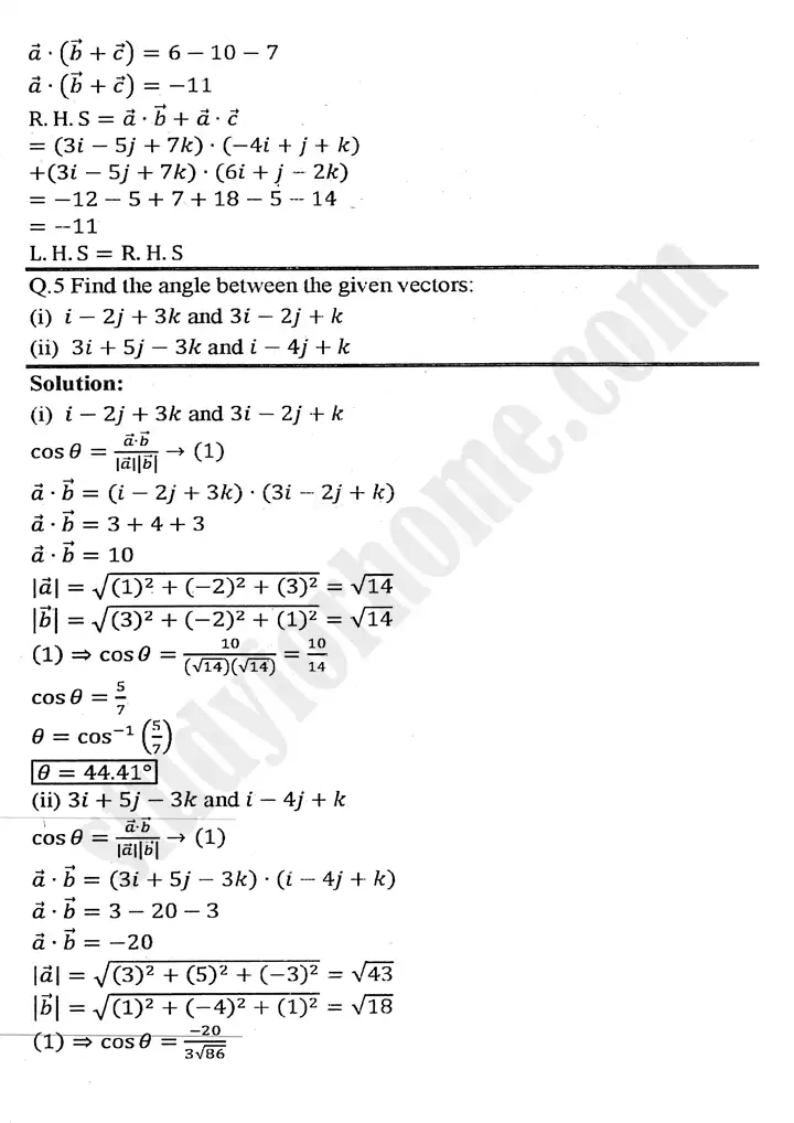 chapter 3 vectors exercise 3.4 mathematics 11th 03