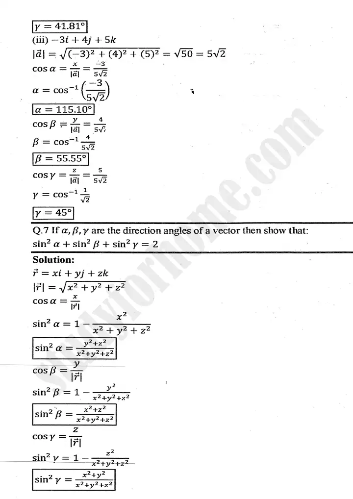 chapter 3 vectors exercise 3.4 mathematics 11th 05