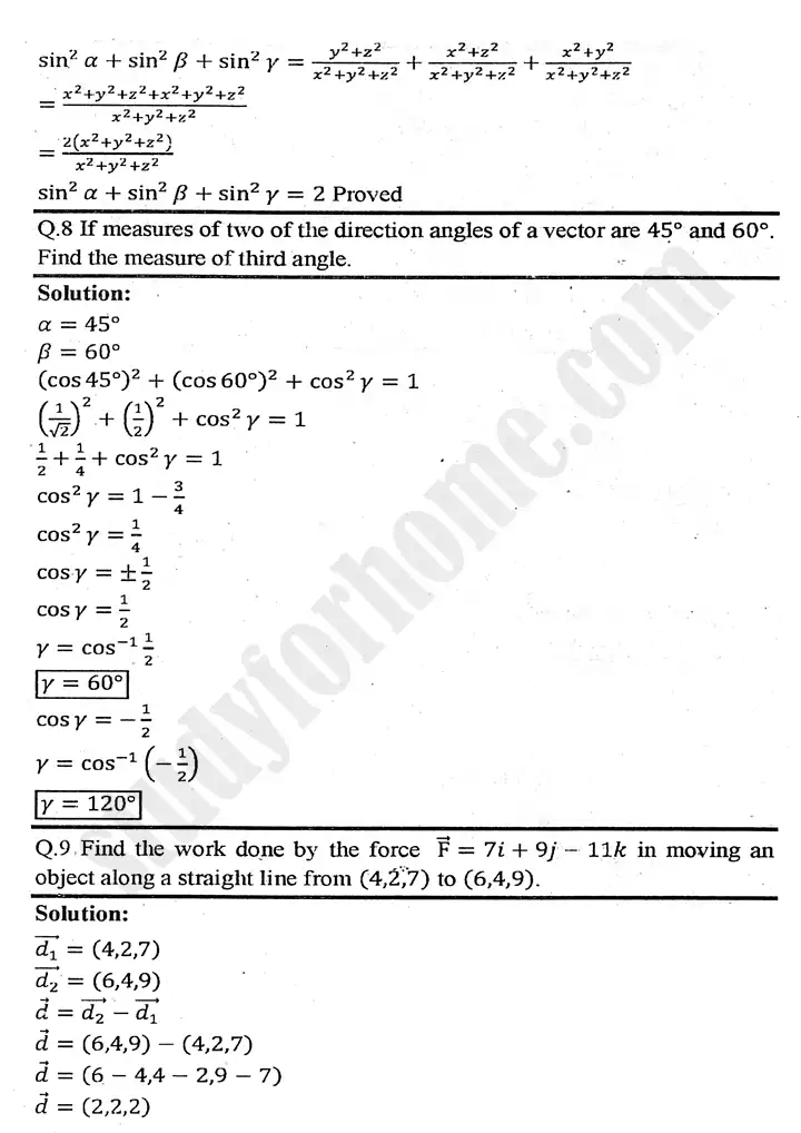 chapter 3 vectors exercise 3.4 mathematics 11th 06