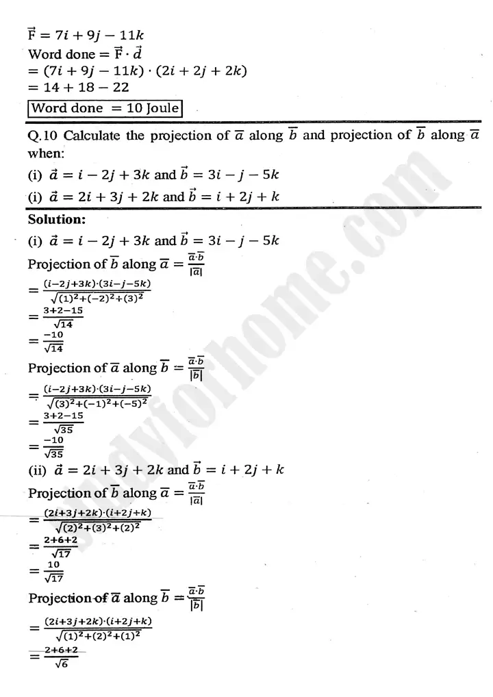 chapter 3 vectors exercise 3.4 mathematics 11th 07