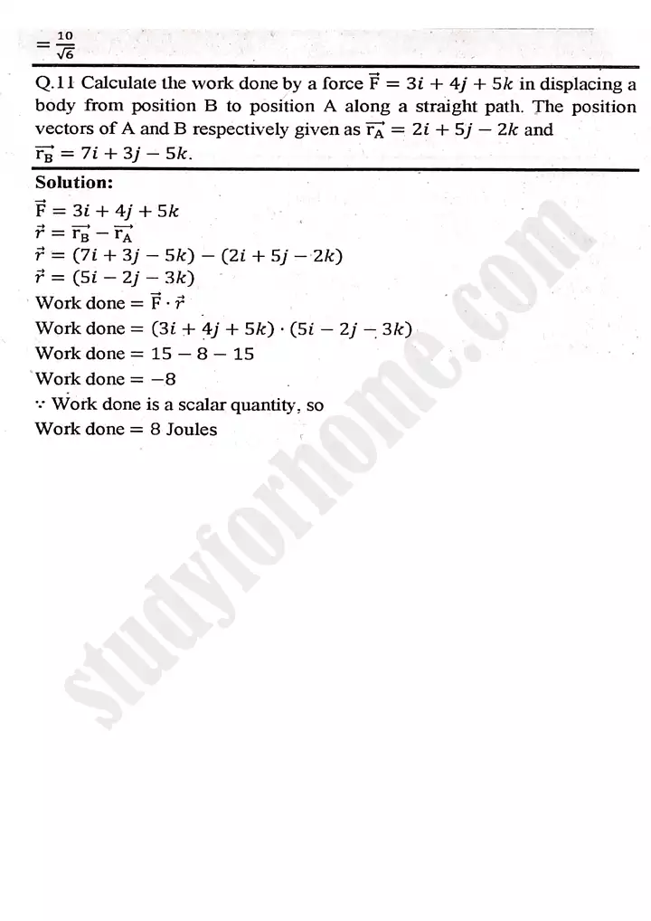 chapter 3 vectors exercise 3.4 mathematics 11th 08