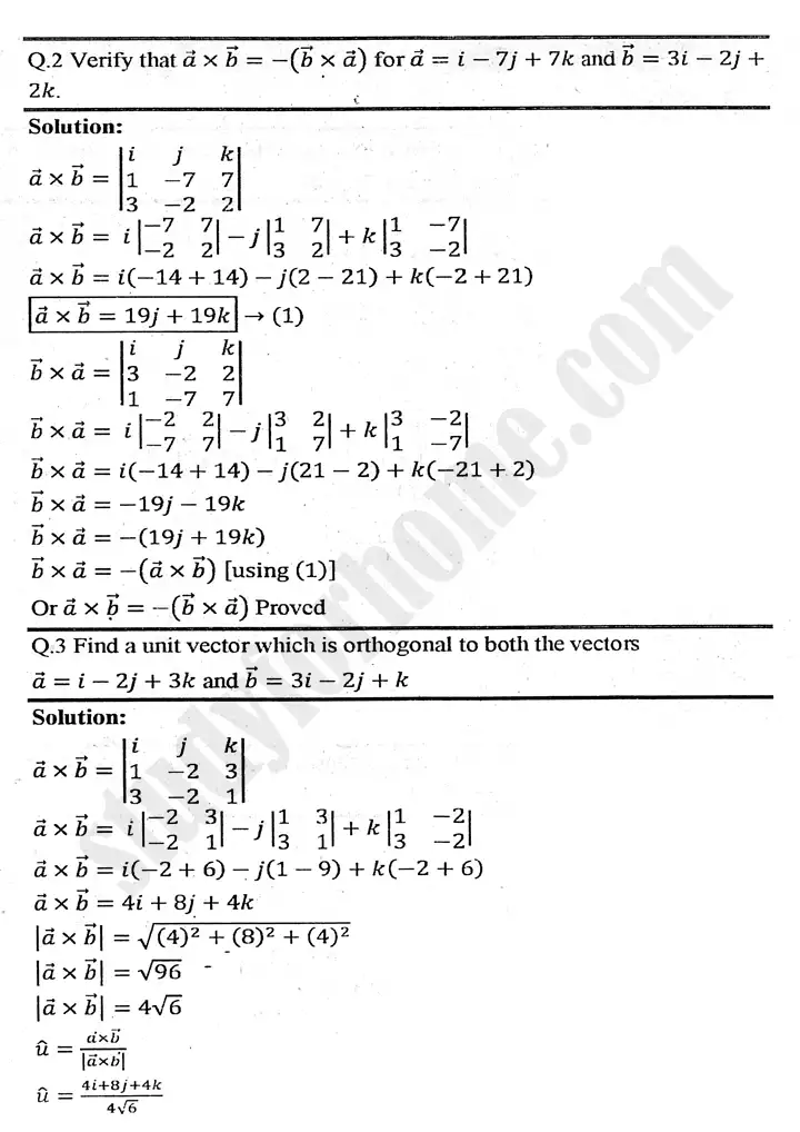 chapter 3 vectors exercise 3.5 mathematics 11th 02