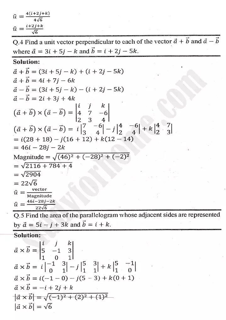 chapter 3 vectors exercise 3.5 mathematics 11th 03