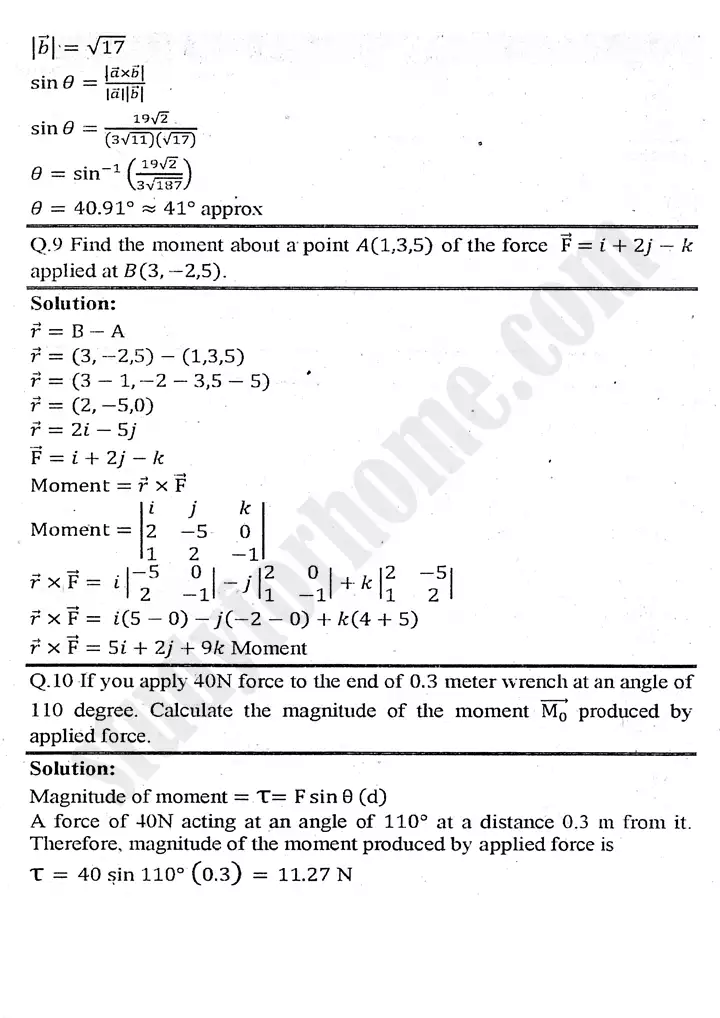 chapter 3 vectors exercise 3.5 mathematics 11th 06