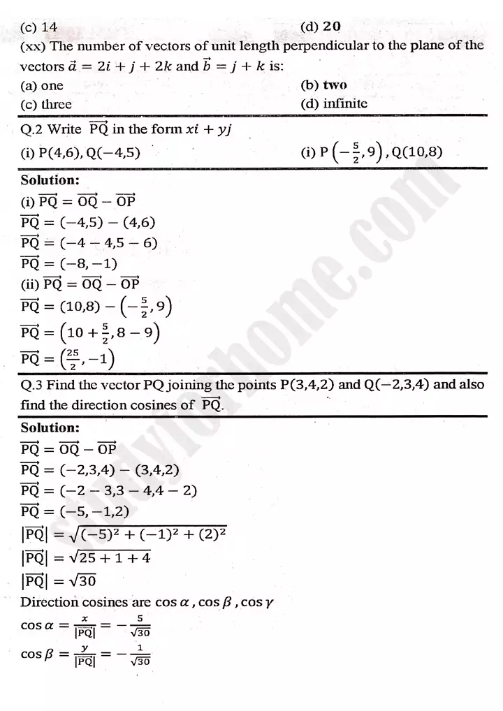 chapter 3 vectors review exercise 3 mathematics 11th 03