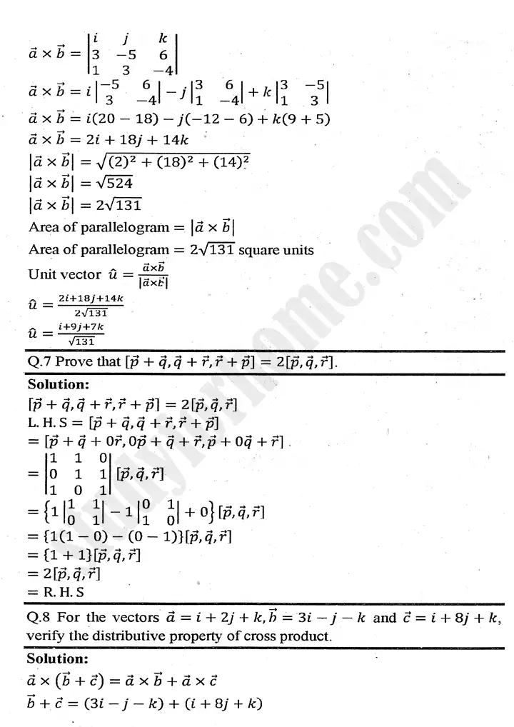 chapter 3 vectors review exercise 3 mathematics 11th 05