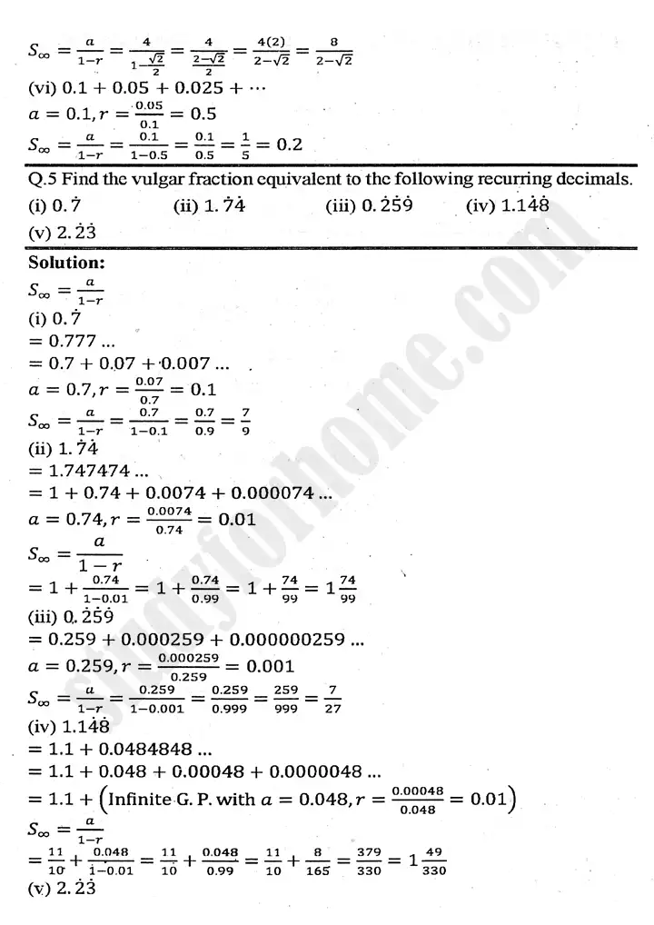 chapter 4 sequences and series exercise 4.7 mathematics 11th 06