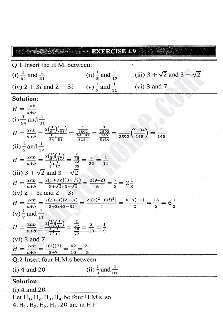 chapter 4 sequences and series exercise 4.9 mathematics 11th 01