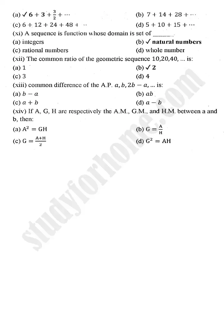 chapter 4 sequences and series multiple choice questions mathematics 11th 02