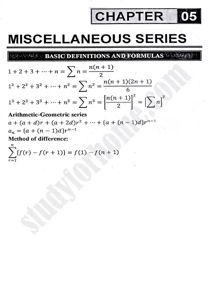 chapter 5 miscellaneous series definitions and formulas mathematics 11th 01