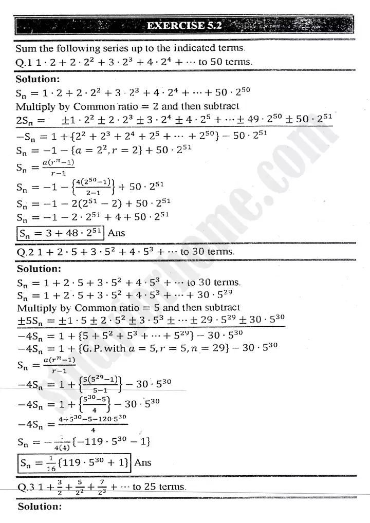 chapter 5 miscellaneous series exercise 5.2 mathematics 11th 01