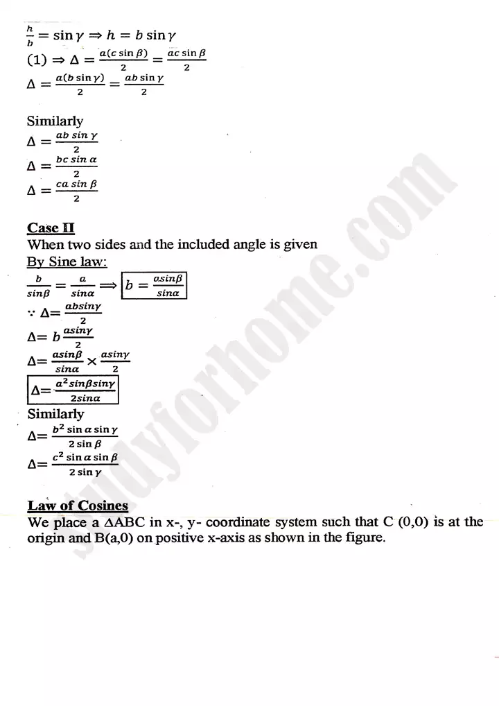 chapter 10 trigonometric identities of sum and difference of angles definitions and formulas mathematics 11th 04