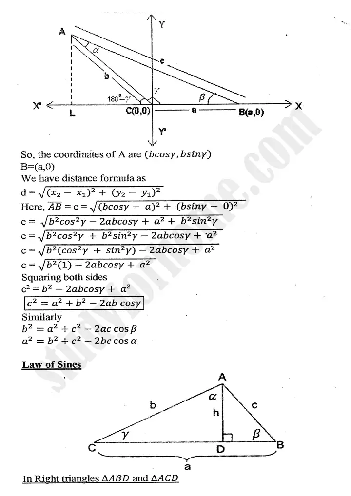 chapter 10 trigonometric identities of sum and difference of angles definitions and formulas mathematics 11th 05