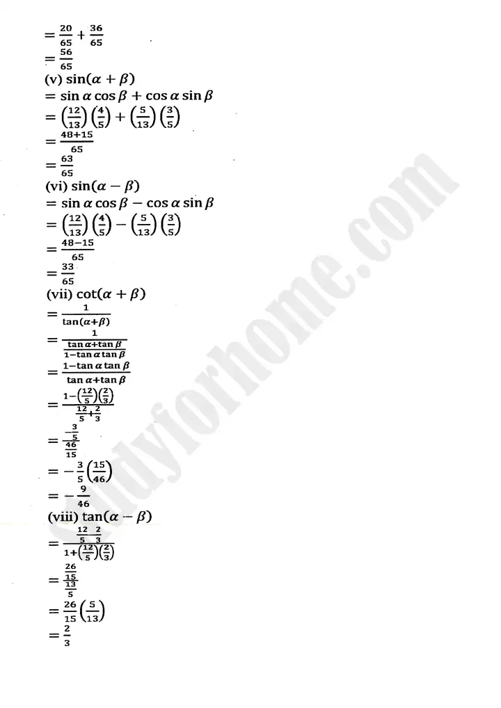 chapter 10 trigonometric identities of sum and difference of angles exercise 10 1 mathematics 11th 10