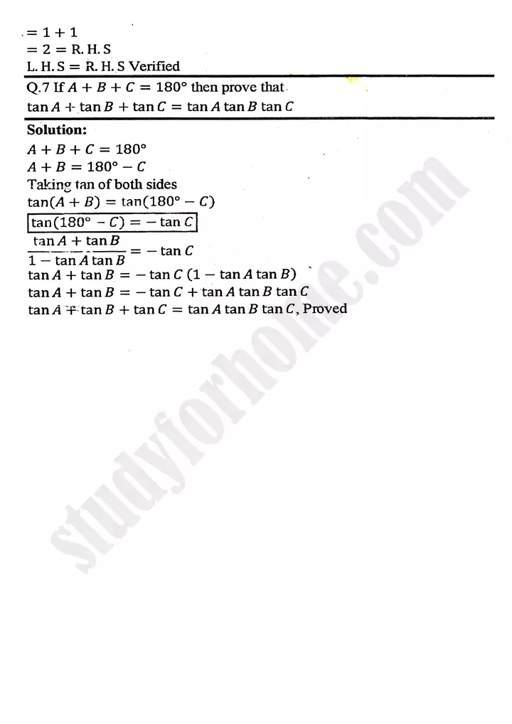 chapter 10 trigonometric identities of sum and difference of angles exercise 10 2 mathematics 11th 04