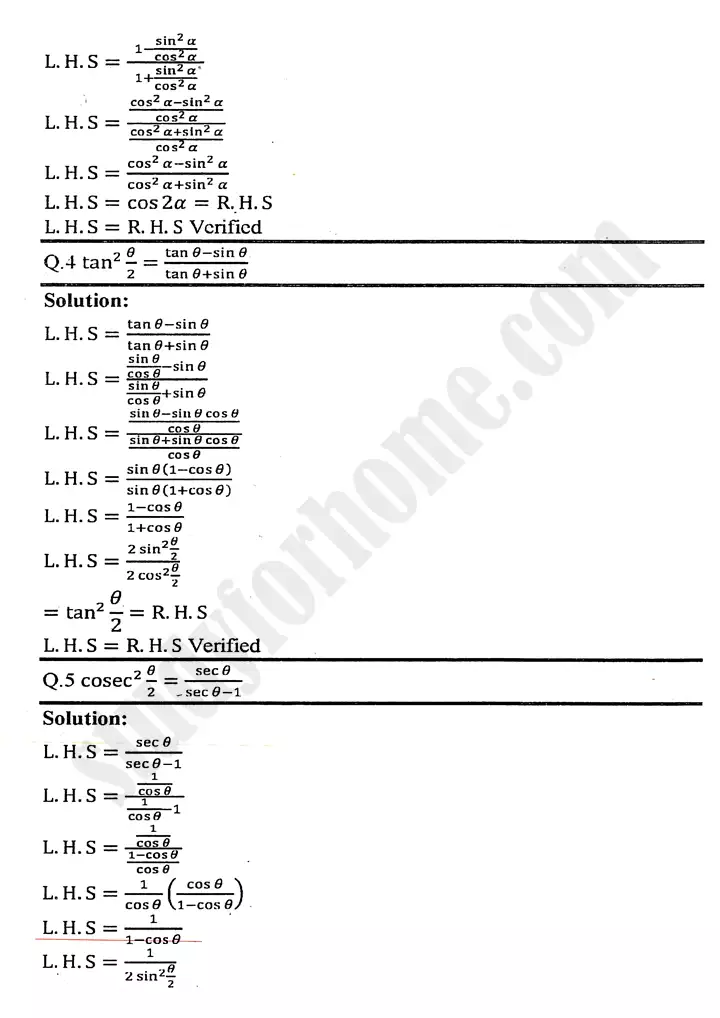 chapter 10 trigonometric identities of sum and difference of angles exercise 10 3 mathematics 11th 02