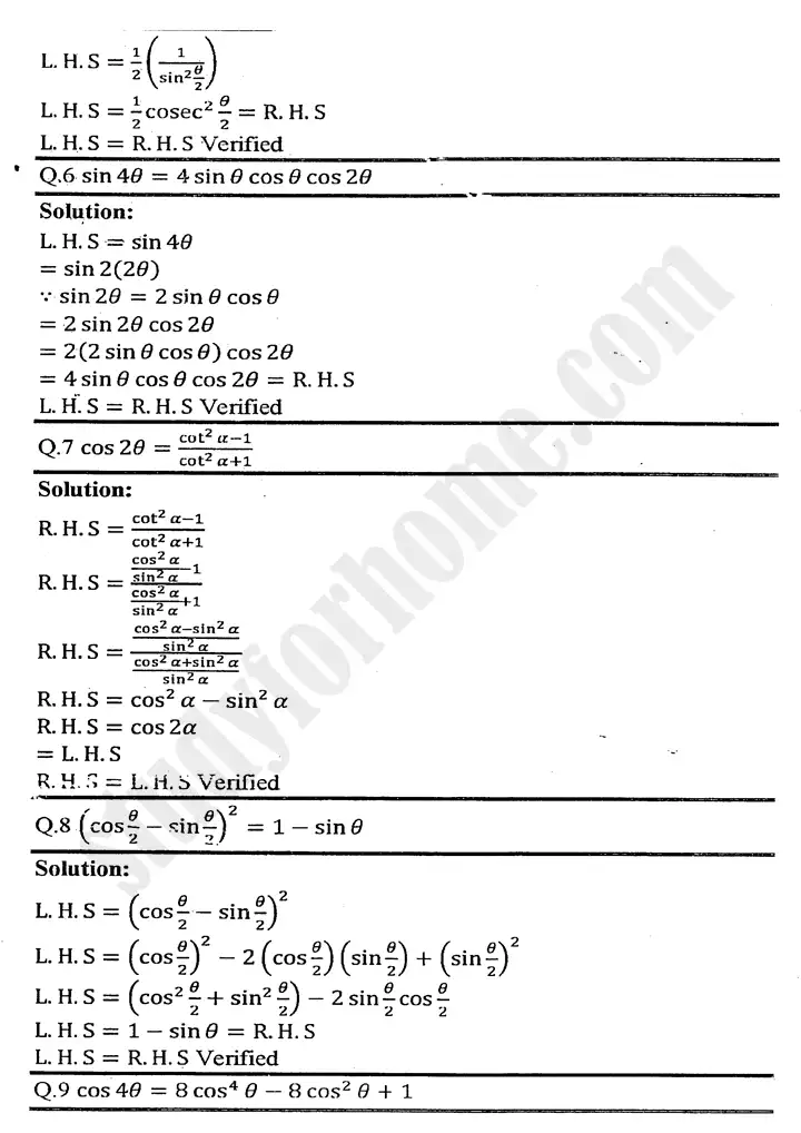 chapter 10 trigonometric identities of sum and difference of angles exercise 10 3 mathematics 11th 03