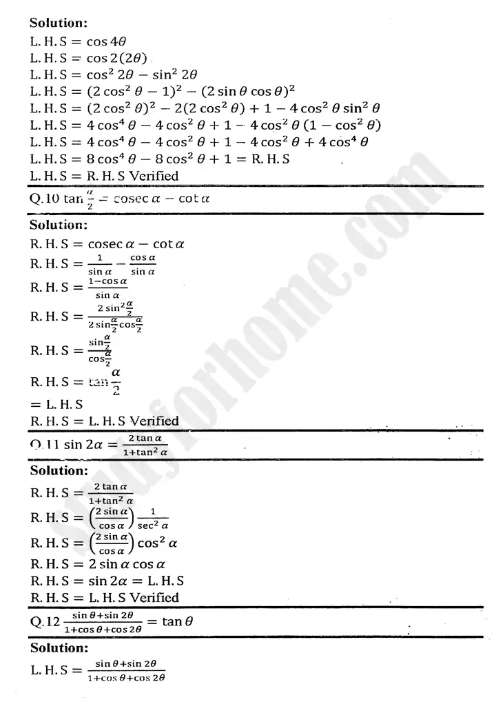 chapter 10 trigonometric identities of sum and difference of angles exercise 10 3 mathematics 11th 04