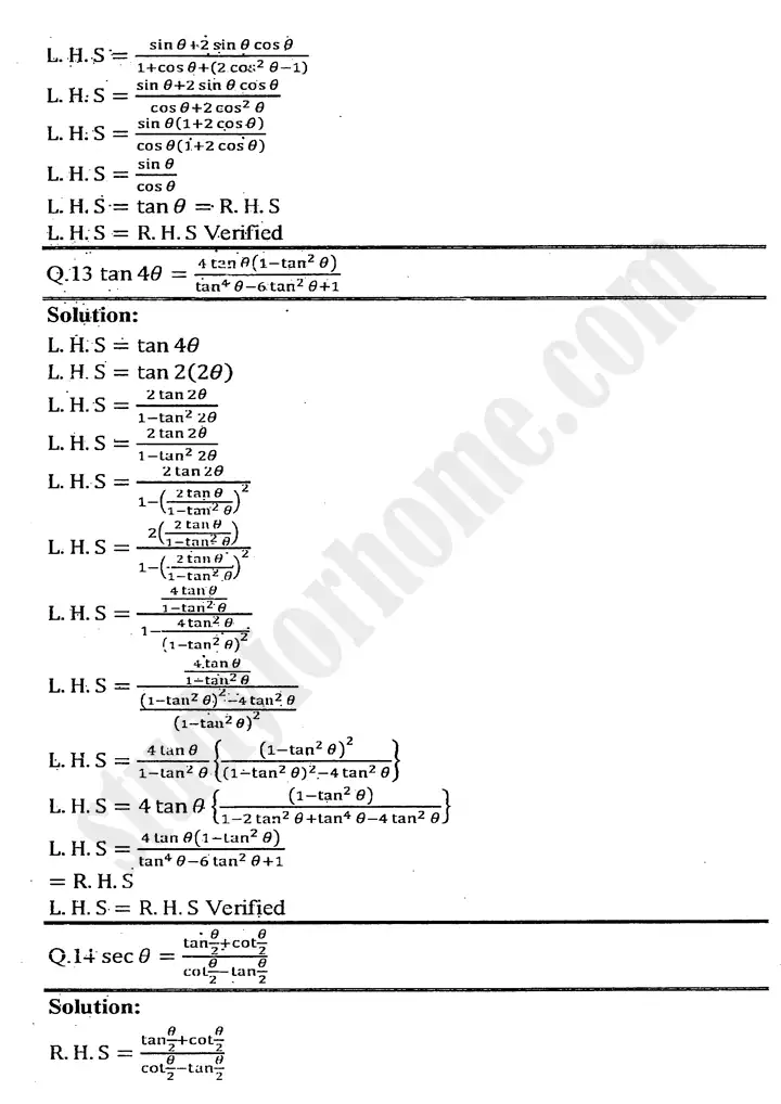 chapter 10 trigonometric identities of sum and difference of angles exercise 10 3 mathematics 11th 05