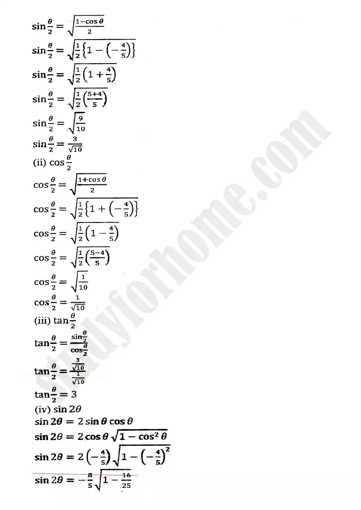 chapter 10 trigonometric identities of sum and difference of angles exercise 10 3 mathematics 11th 08