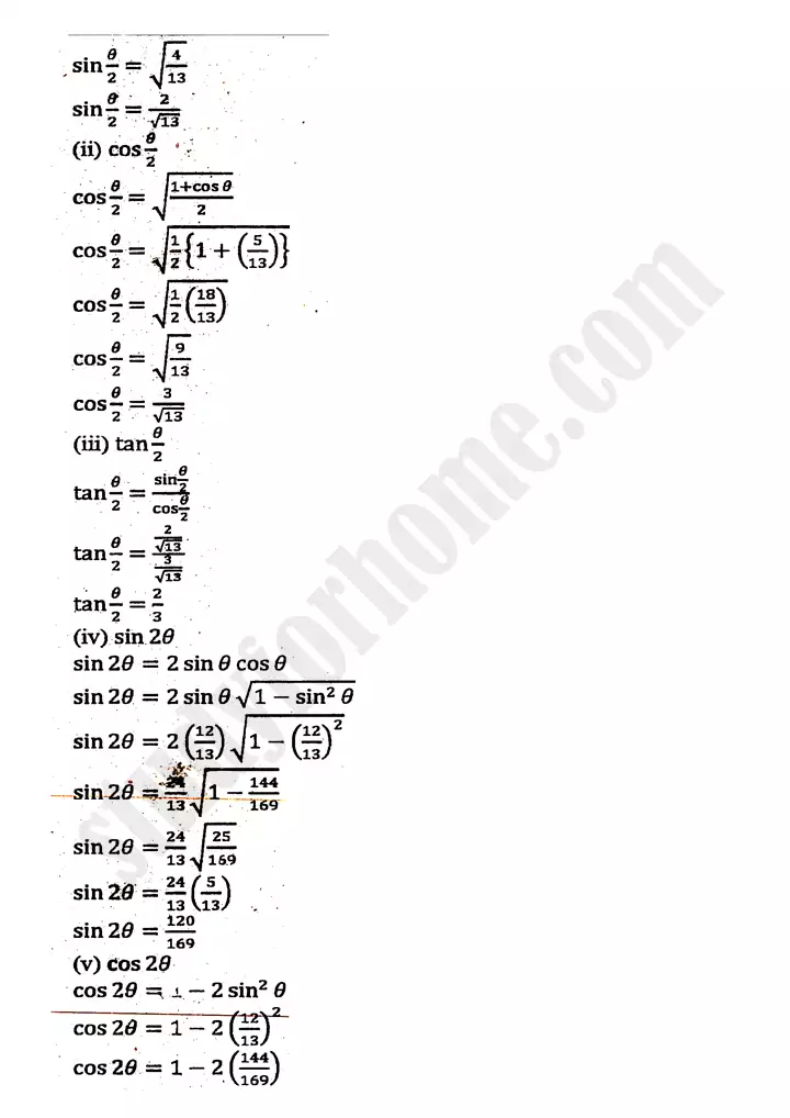 chapter 10 trigonometric identities of sum and difference of angles exercise 10 3 mathematics 11th 10