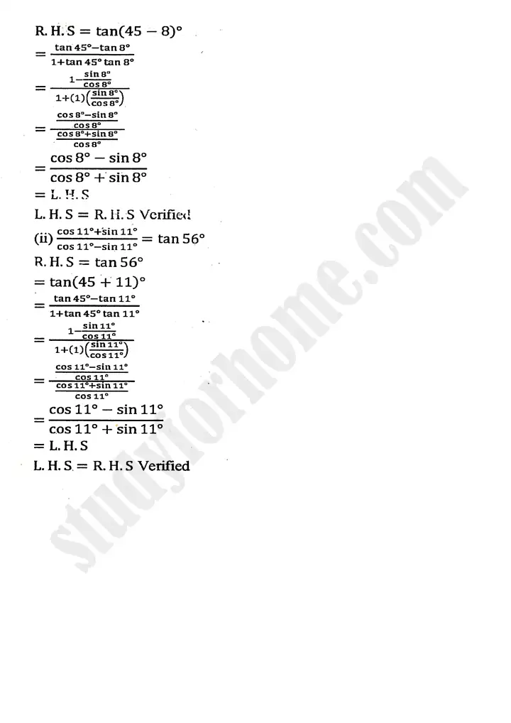 chapter 10 trigonometric identities of sum and difference of angles exercise 10 4 mathematics 11th 06