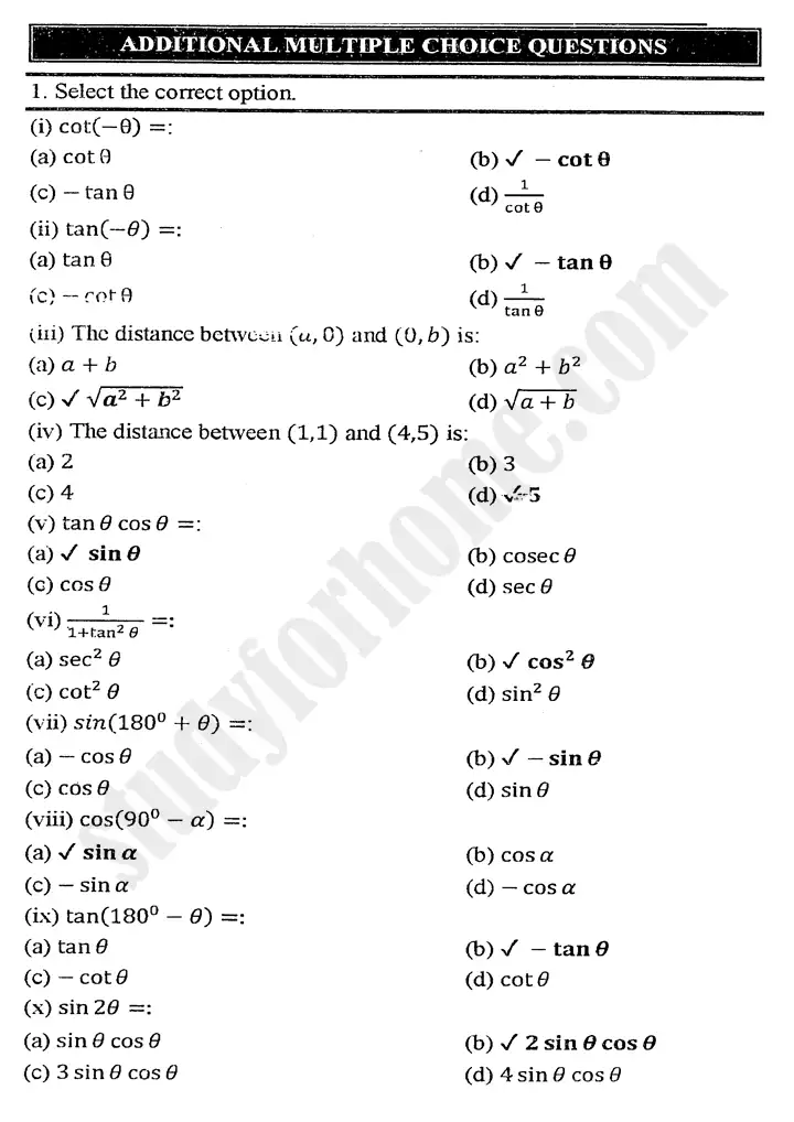 chapter-10-trigonometric-identities-of-sum-and-difference-of-angles-multiple-choice-questions-mathematics-11th