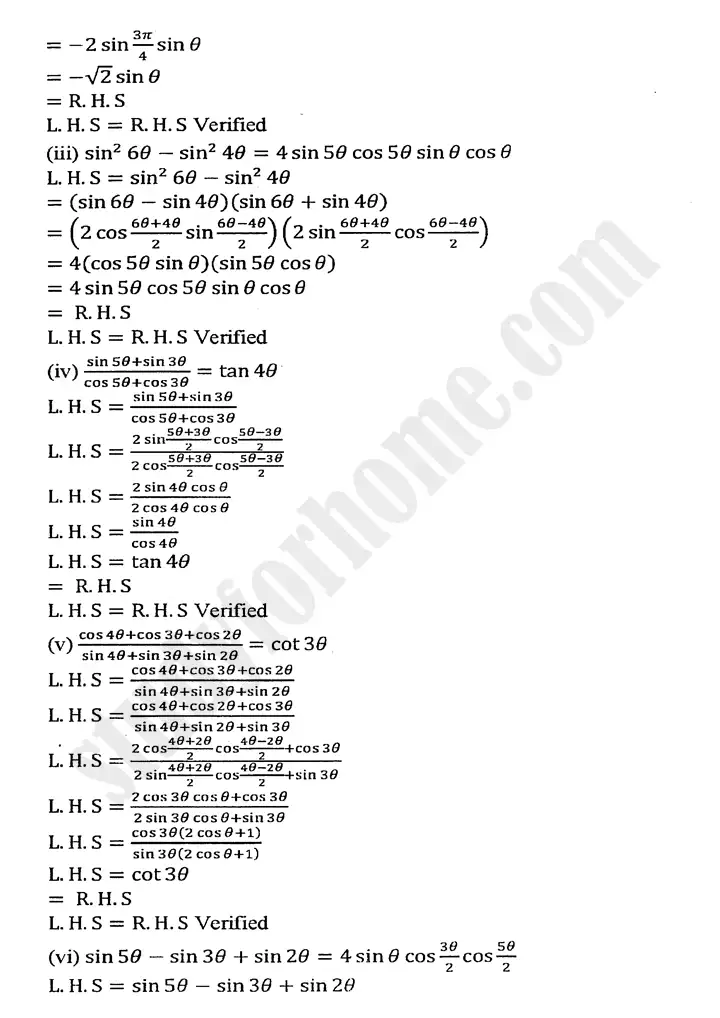 chapter 10 trigonometric identities of sum and difference of angles review exercise 10 mathematics 11th 04