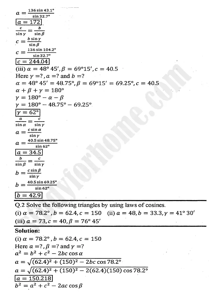 chapter 11 application of trigonometry exercise 11 2 mathematics 11th 02