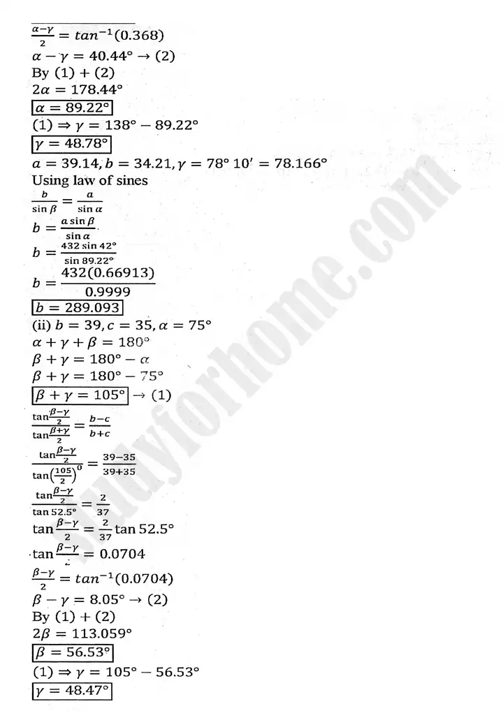 chapter 11 application of trigonometry exercise 11 2 mathematics 11th 05