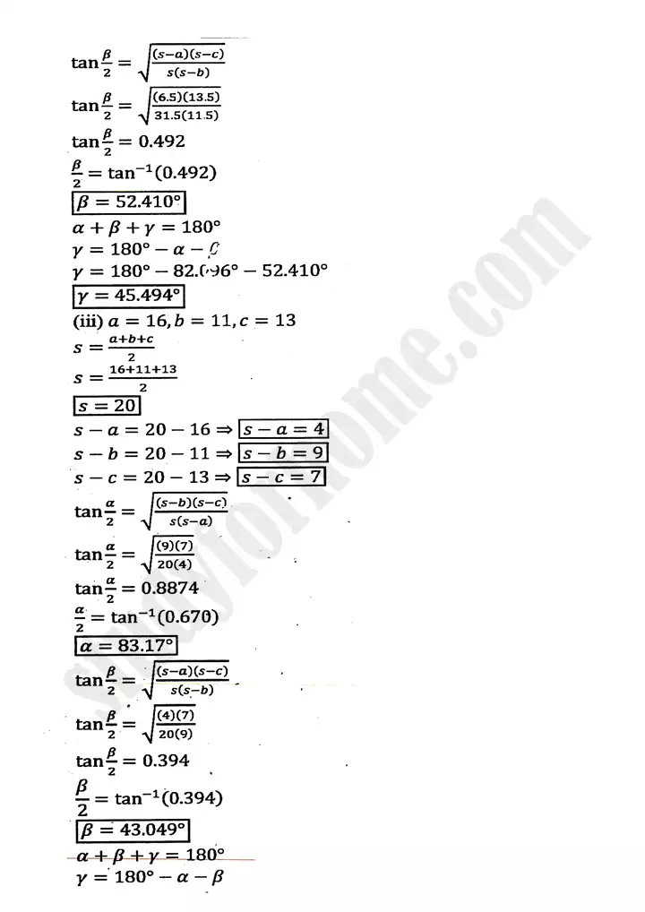 chapter 11 application of trigonometry exercise 11 2 mathematics 11th 14