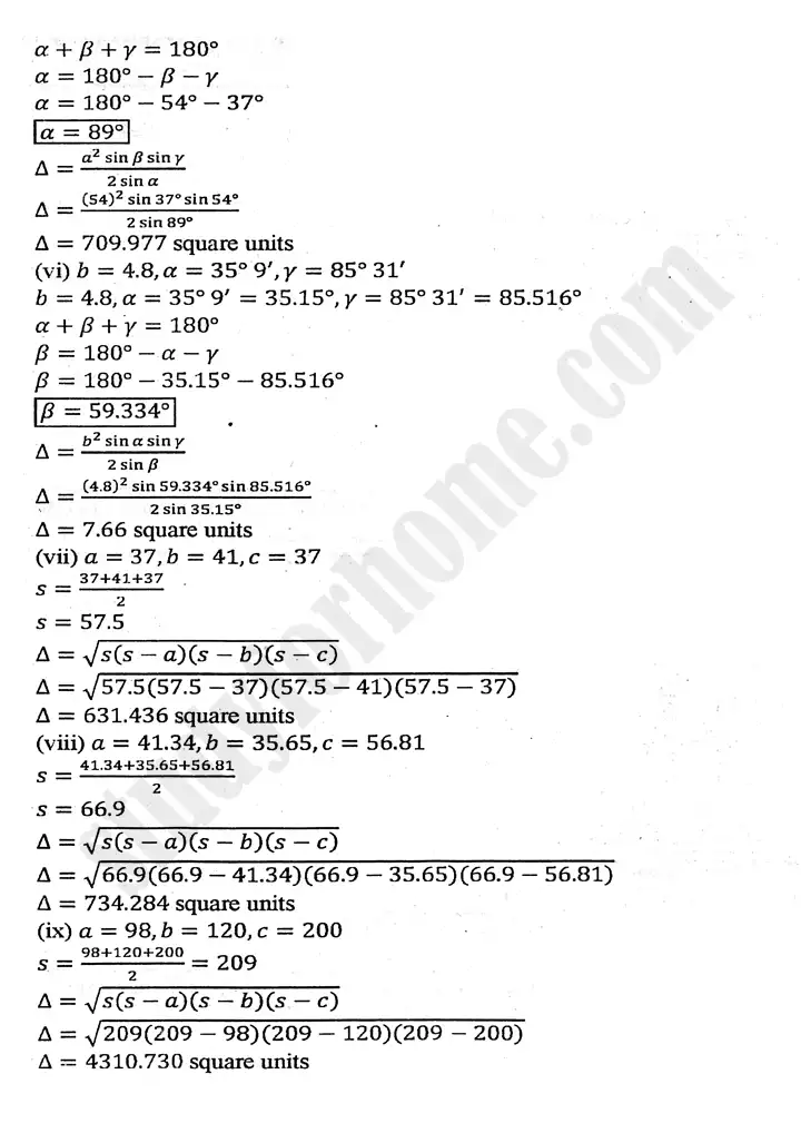 chapter 11 application of trigonometry exercise 11 3 mathematics 11th 02