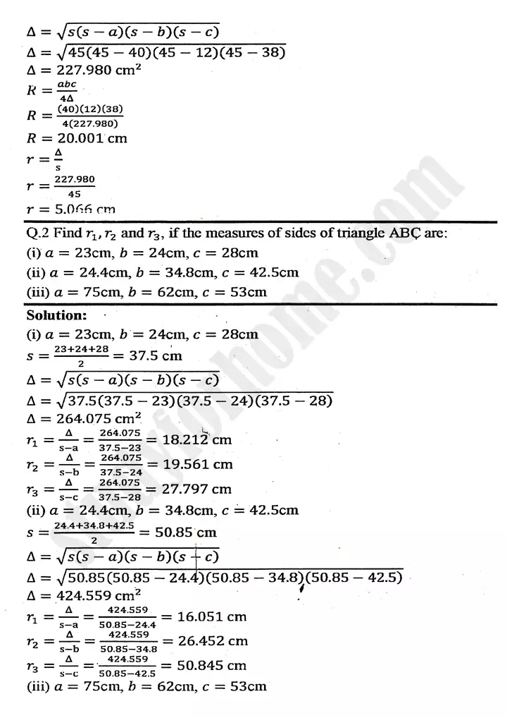 chapter 11 application of trigonometry exercise 11 4 mathematics 11th 02