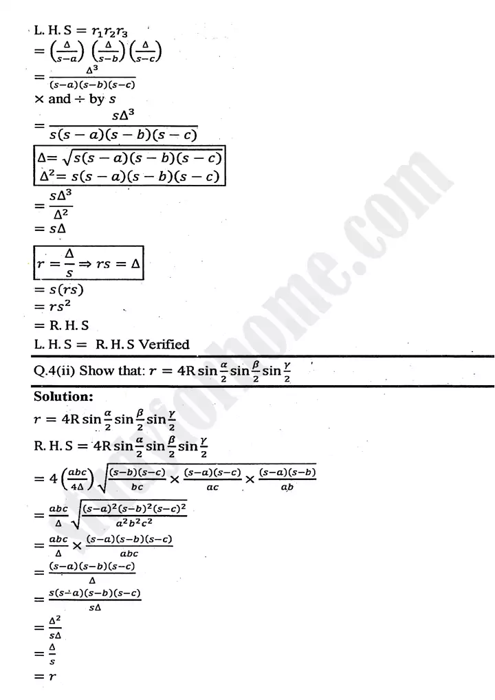 chapter 11 application of trigonometry exercise 11 4 mathematics 11th 04