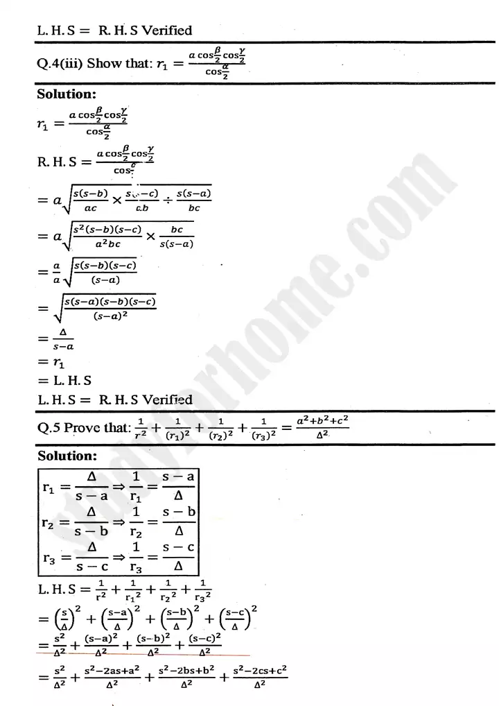 chapter 11 application of trigonometry exercise 11 4 mathematics 11th 05