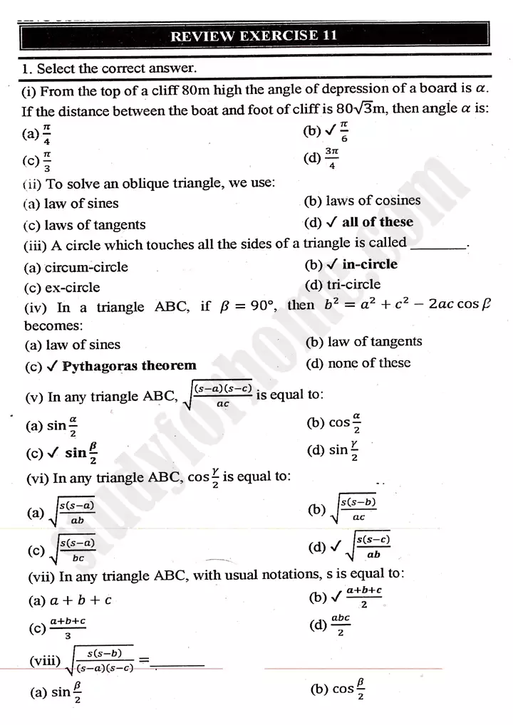 chapter-11-application-of-trigonometry-review-exercise-11-mathematics-11th