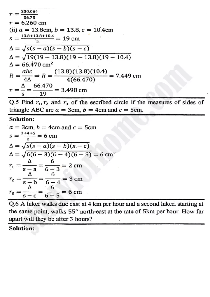 chapter 11 application of trigonometry review exercise 11 mathematics 11th 06