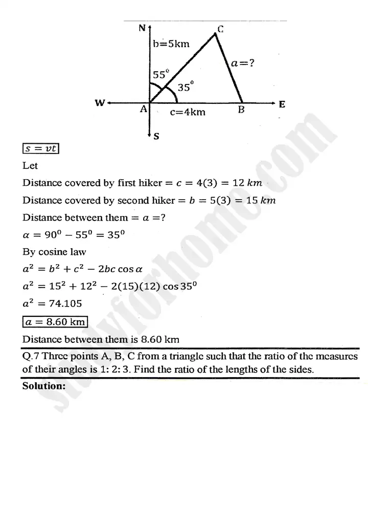 chapter 11 application of trigonometry review exercise 11 mathematics 11th 07