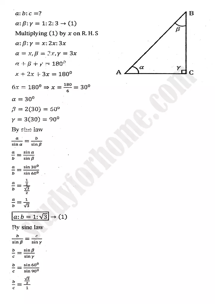 chapter 11 application of trigonometry review exercise 11 mathematics 11th 08