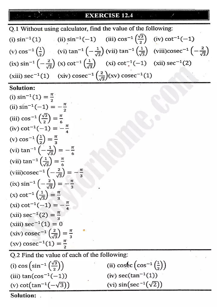 chapter 12 graphs of trigonometric functions exercise 12 4 mathematics 11th 01