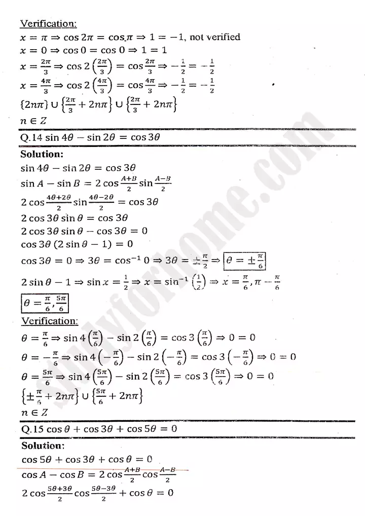 chapter 12 graphs of trigonometric functions exercise 12 5 mathematics 11th 07