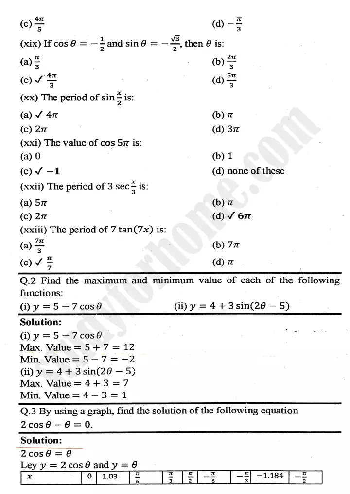 chapter 12 graphs of trigonometric functions review exercise 12 mathematics 11th 03