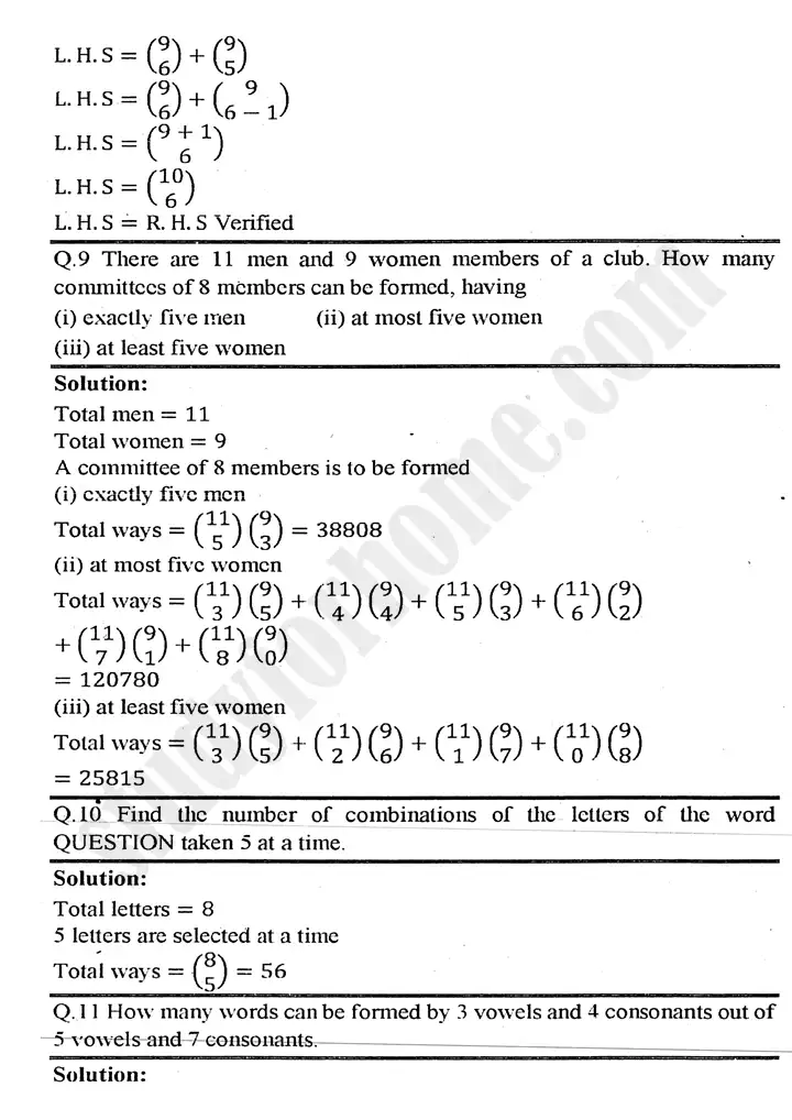 chapter 6 permutation combination and probability exercise 6 3 mathematics 11th 07