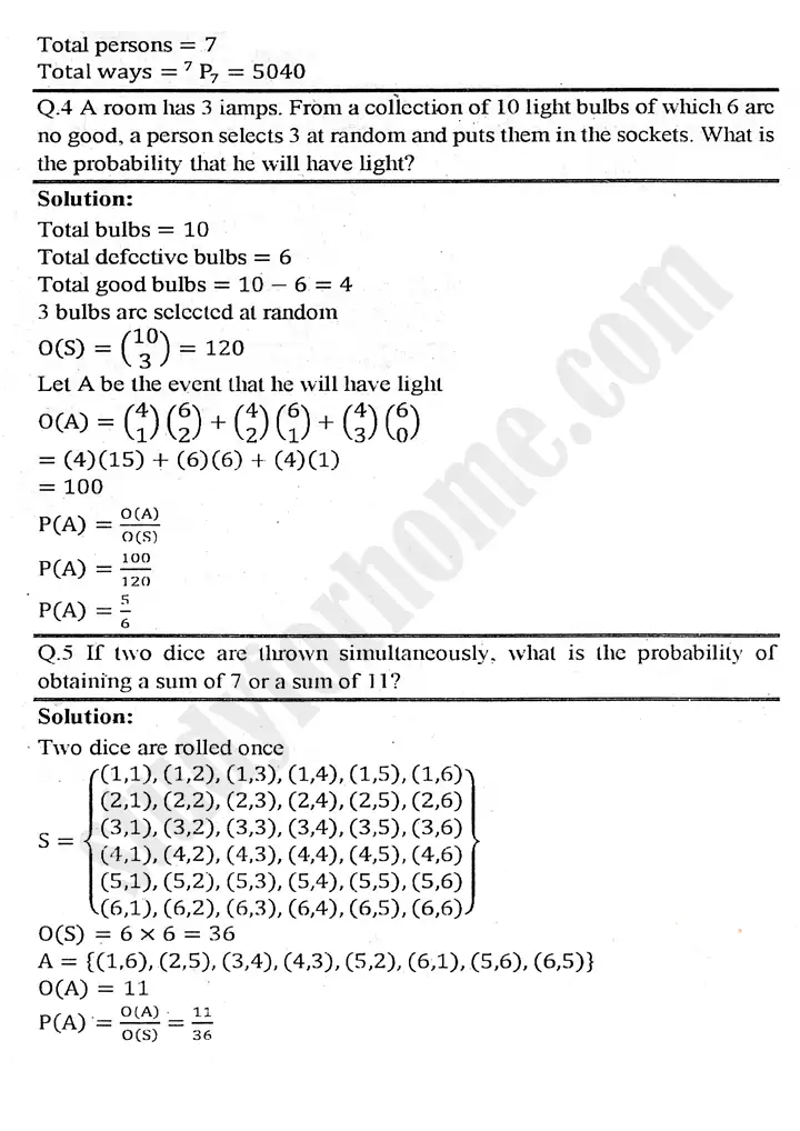 chapter 6 permutation combination and probability review exercise 6 mathematics 11th 04