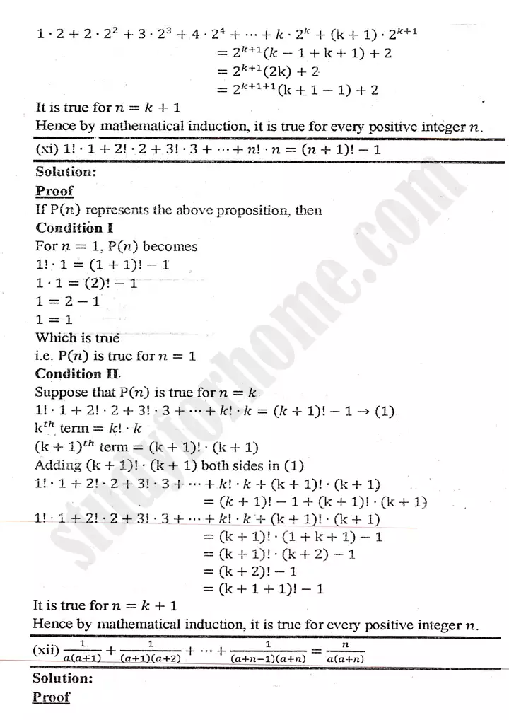 chapter 7 mathematical induction and binomial theorem exercise 7 1 mathematics 11th 09