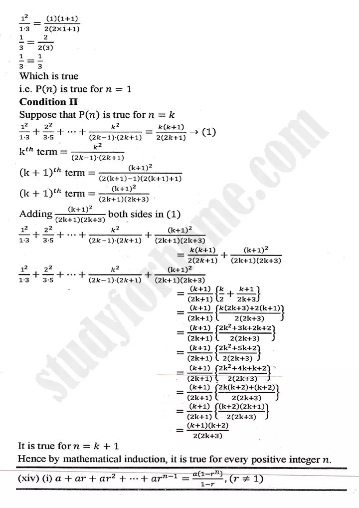 chapter 7 mathematical induction and binomial theorem exercise 7 1 mathematics 11th 11