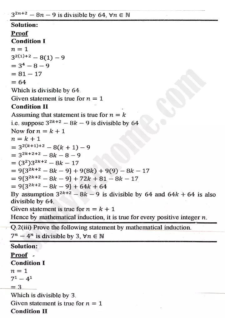 chapter 7 mathematical induction and binomial theorem exercise 7 1 mathematics 11th 15