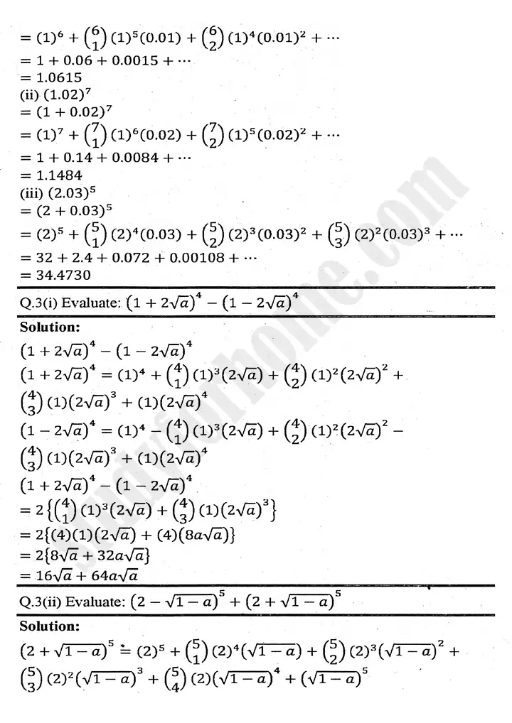 chapter 7 mathematical induction and binomial theorem exercise 7 2 mathematics 11th 03