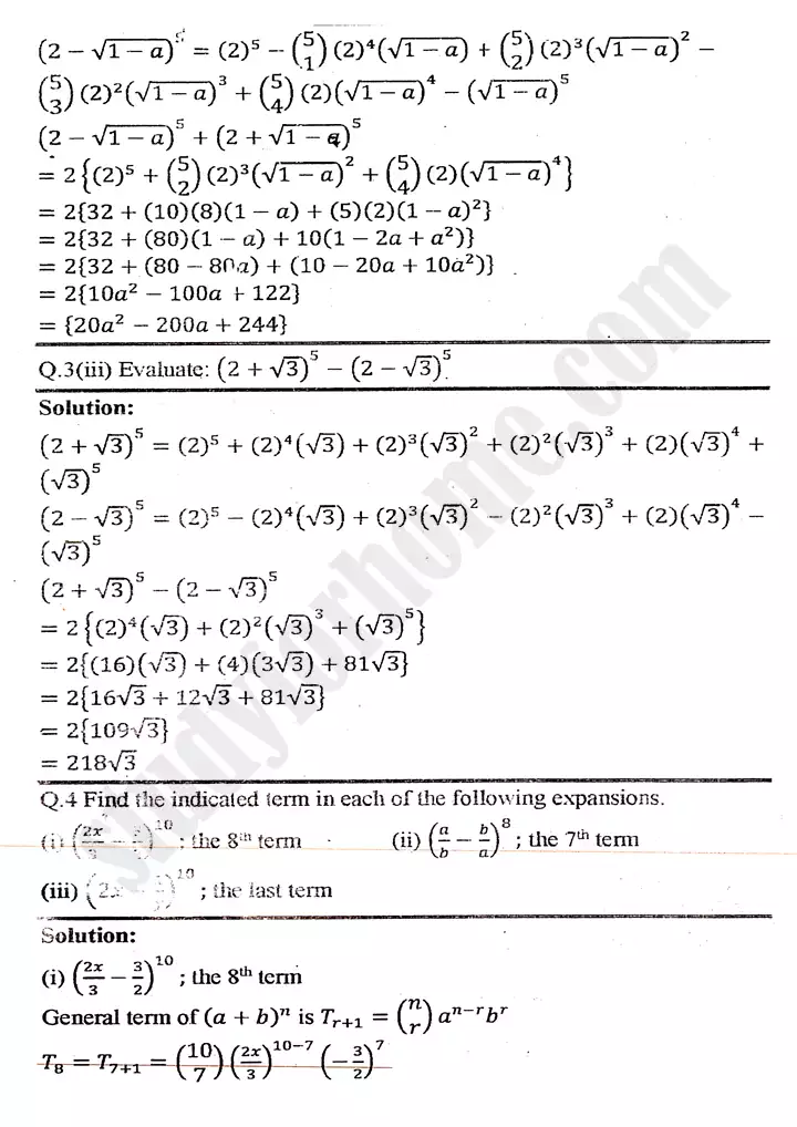 chapter 7 mathematical induction and binomial theorem exercise 7 2 mathematics 11th 04